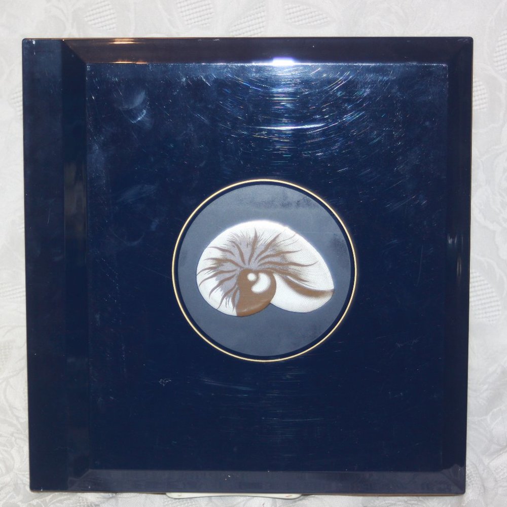 Vintage Photo/Picture Album Blue Natulus Seashell Scrapbook Laquer